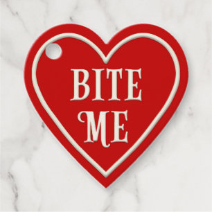 "Bite Me" Red Heart Personalized Valentine's Day Favor Tags