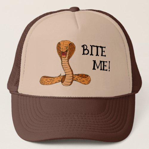 Bite Me Reptile Cobra Cartoon Snake Trucker Hat