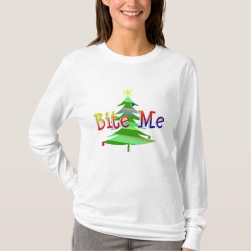 Bite Me Sarcastic Anti_Christmas Greeting T_Shirt