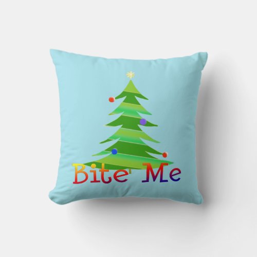 Bite Me Sarcastic Anti Christmas Holidays Throw Pillow