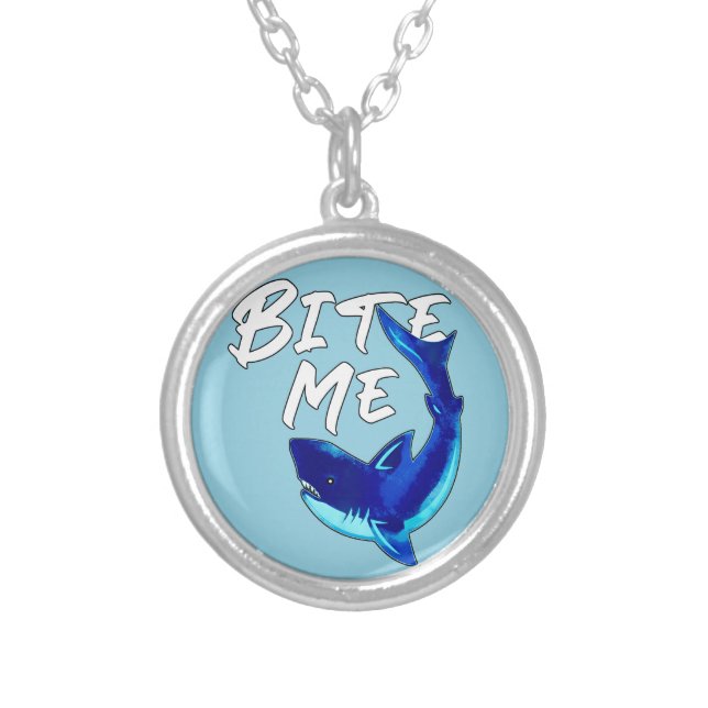 Bite Me - Shark  Silver Plated Necklace (Front)