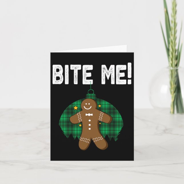 Bite Me Shirt Funny Christmas Gingerbread Man Cost Card (Front)