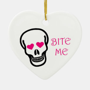 Bite Me (Skull) Ceramic Ornament