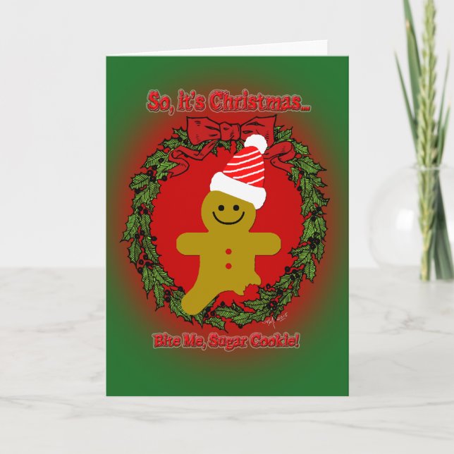Bite Me, Sugar Cookie Holiday Card (Front)