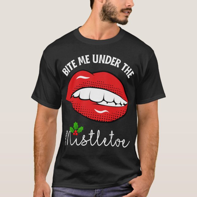 Bite me under the mistletoe ugly Christmas sweater (Front)