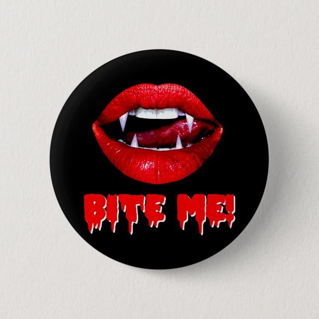 Bite Me Vampire Halloween Button (Front)