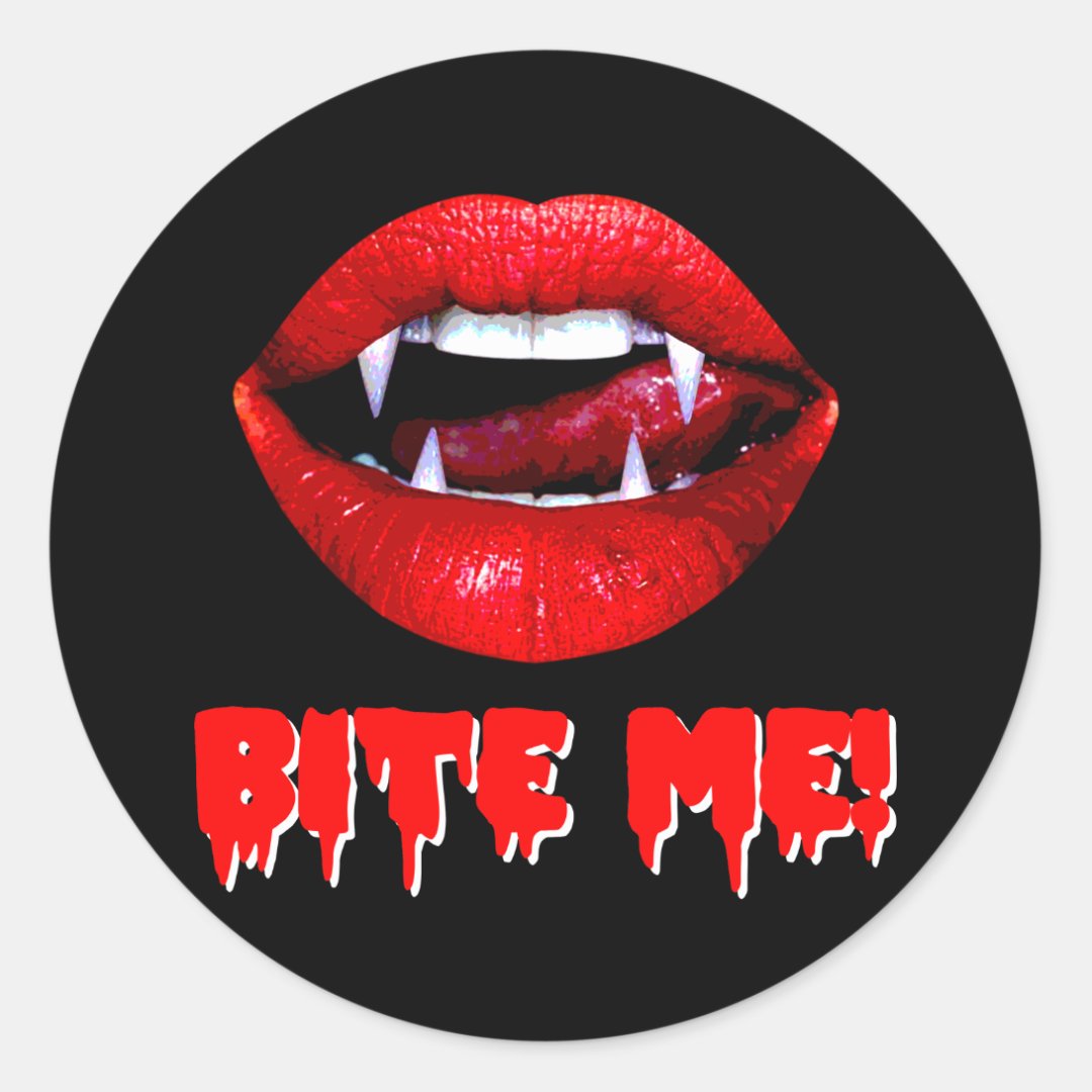 Bite Me Vampire Halloween Classic Round Sticker Zazzle 