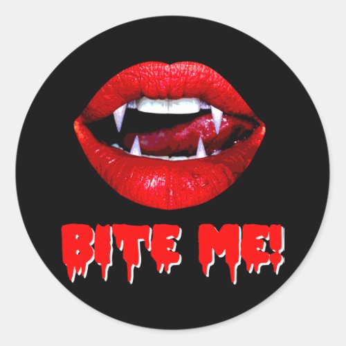 Bite Me Vampire Halloween Classic Round Sticker