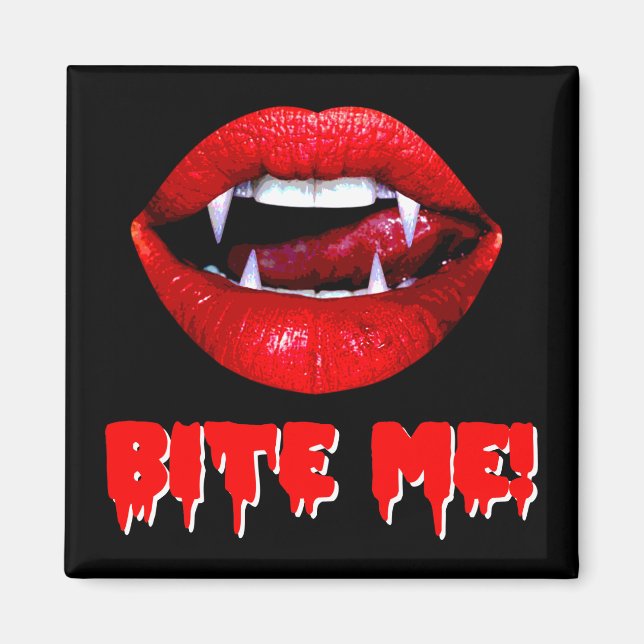 Bite Me Vampire Halloween Magnet (Front)
