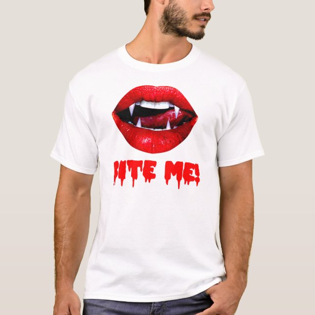 Bite Me Vampire Halloween T-Shirt (Front)