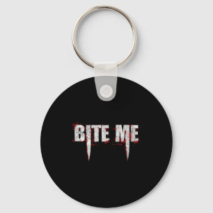 Bite Me Vampire Teeth Bloody Halloween Keychain