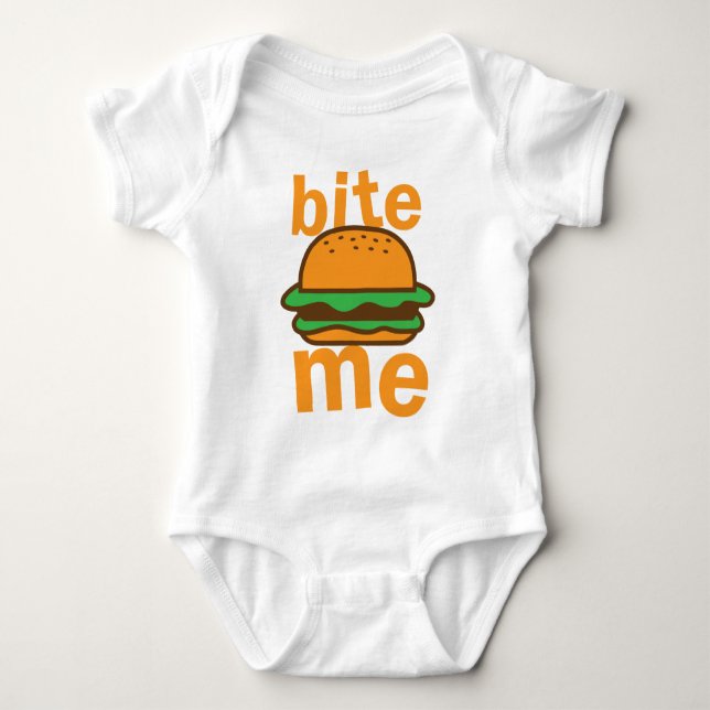 bite me ! with cute Hamburger Baby Bodysuit (Front)