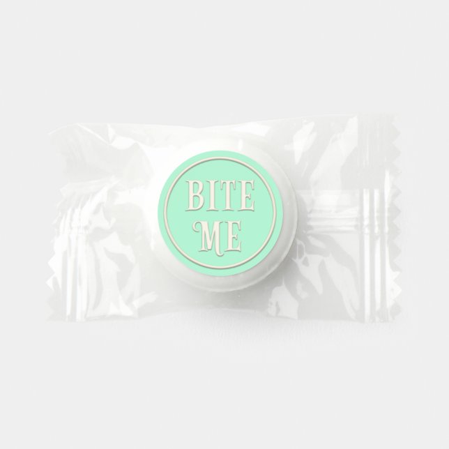 "Bite Me" Wonderland Tea Party Pastel Green Life Saver® Mints (Front)