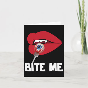 Bite Me Y Vampire Lips Halloween Party Costume Card