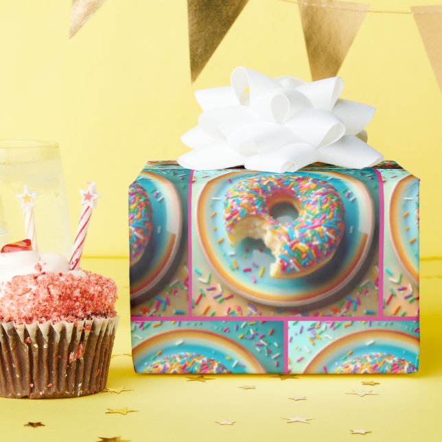 Bite Out of Donut With Sprinkles Wrapping Paper (Birthday Party)