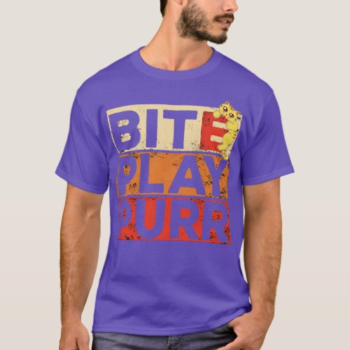 Bite Play Purr biting Kitty Design T_Shirt