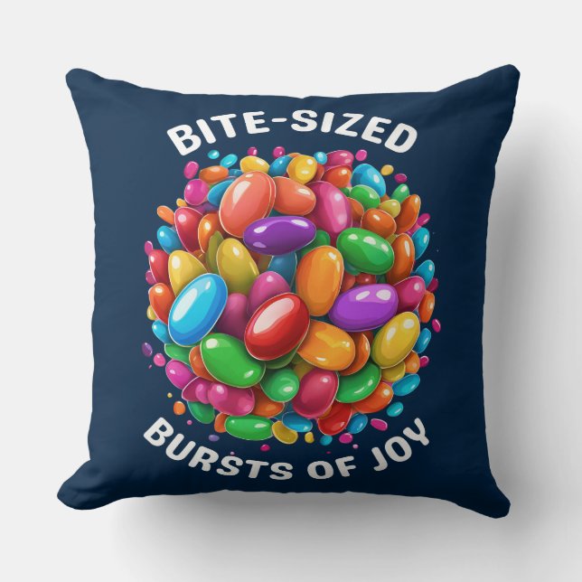 Bite-sized Bursts of Joy Throw Pillow (Front)