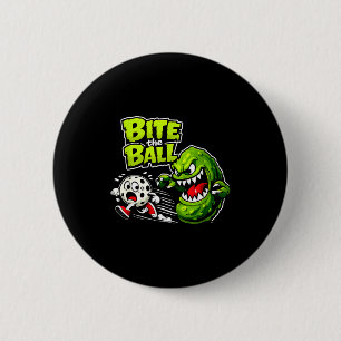 Bite the ball pickleball retro sport funny graphic button