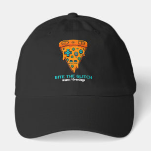  Bite the Glitch Retro 8-Bit Pixel Pizza Gamer  Hat