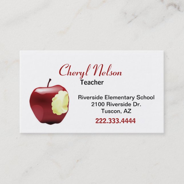 Biten Apple Teacher's Business Card (Front)