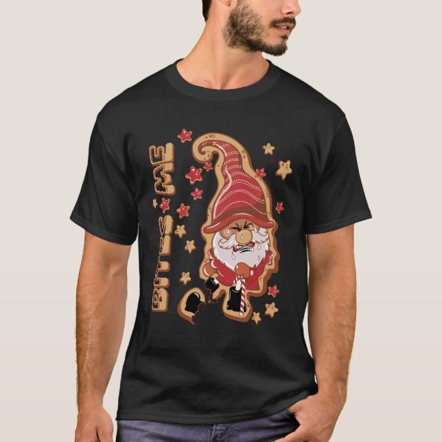 Bites Me Gingerbread Man Santa T-Shirt (Front)