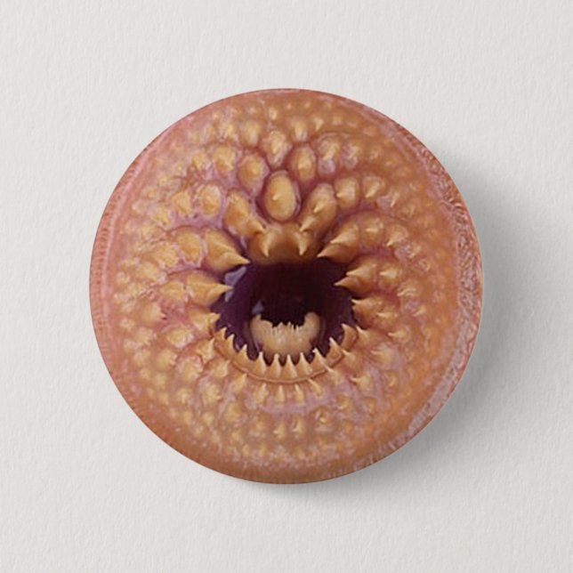 bitey badge pinback button (Front)