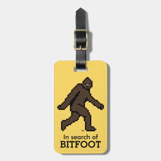 Bitfoot (the 8-bit Bigfoot) Luggage Tag (Front Vertical)
