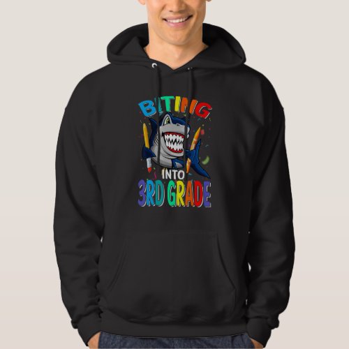 Biting Into 3rd Grade Shark Back To School Hoodie