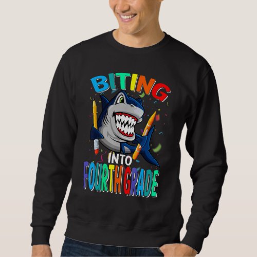 Biting Into Fourth Grade Back To School Shark Sweatshirt