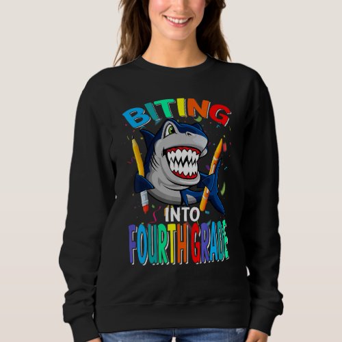 Biting Into Fourth Grade Back To School Shark Sweatshirt