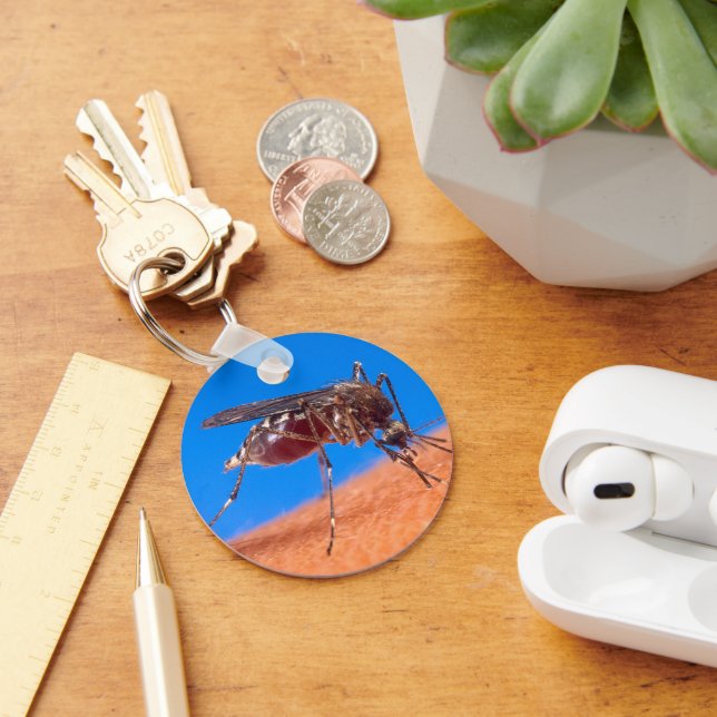 Biting Mosquito Bloodsucking Insect Photo Keychain (Desk)