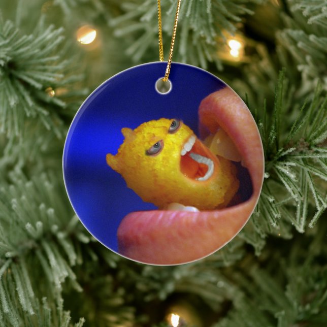Biting Tater Tot Ceramic Ornament (Tree)