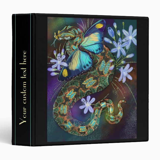 Bitis Nasicornis Butterfly Viper Art 3 Ring Binder (Front/Spine)
