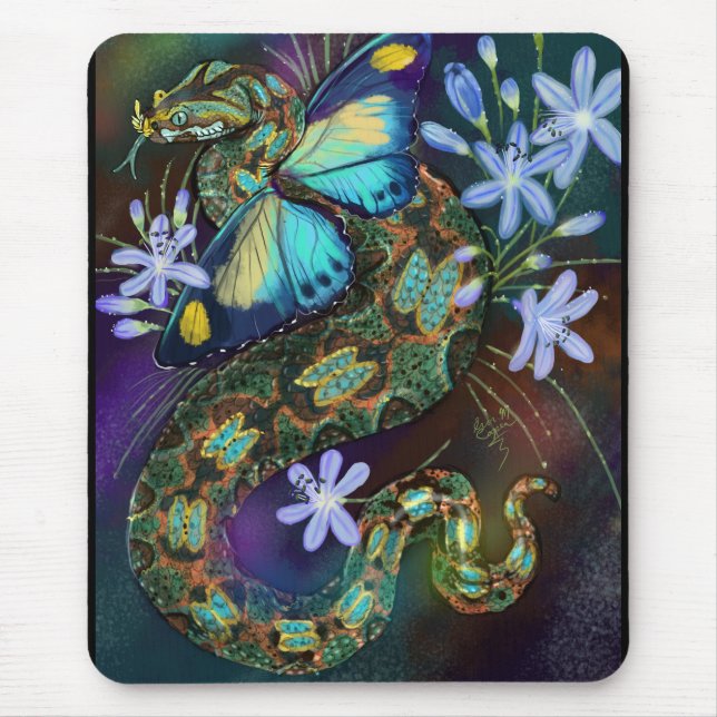 Bitis Nasicornis Butterfly Viper Art Mouse Pad (Front)