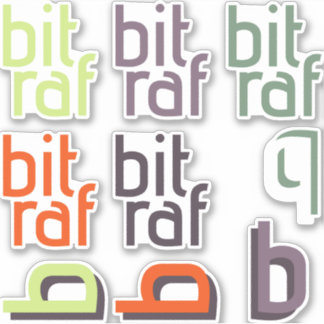 Bitraf – klistremerke ark små logoer og b-er sticker