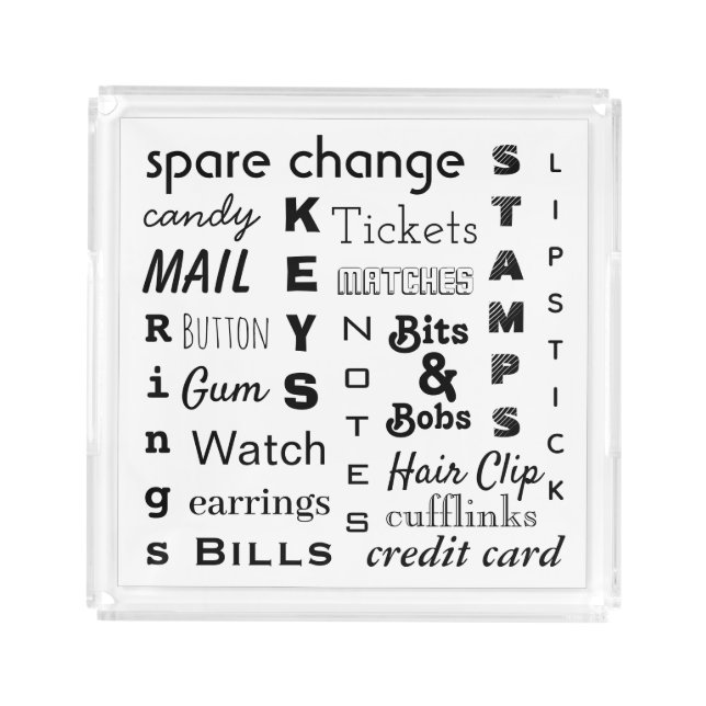 Bits and Bobs Trendy Typography Key Acrylic Tray (Front)