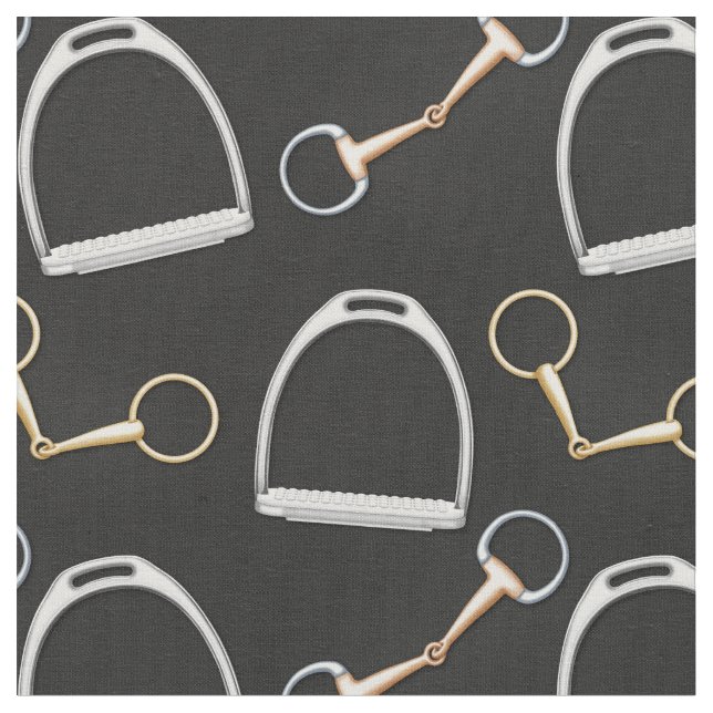 Bits and Stirrups Equestrian (small scale) Fabric (Close Up)