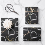 Bits and Stirrups Equestrian Wrapping Paper Sheets