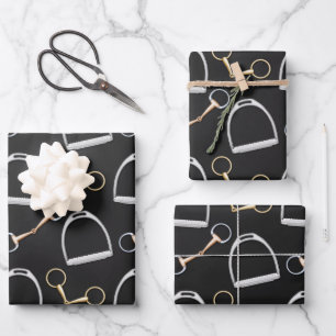 Bits and Stirrups Equestrian Wrapping Paper Sheets