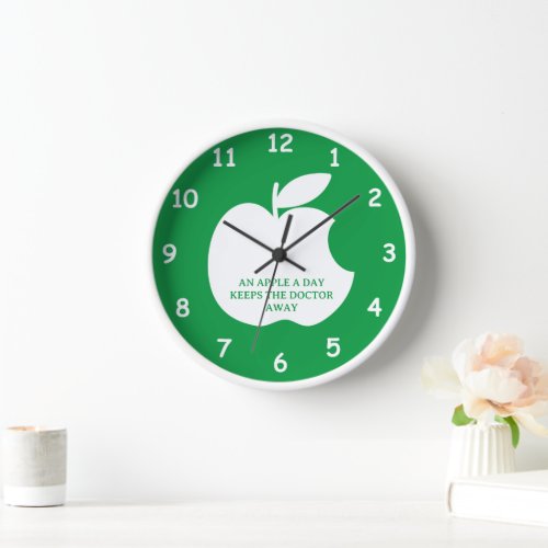 Bitten apple silhouette custom round wall clock