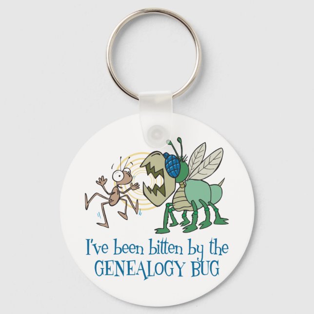 Bitten By The Genealogy Bug Keychain (Front)