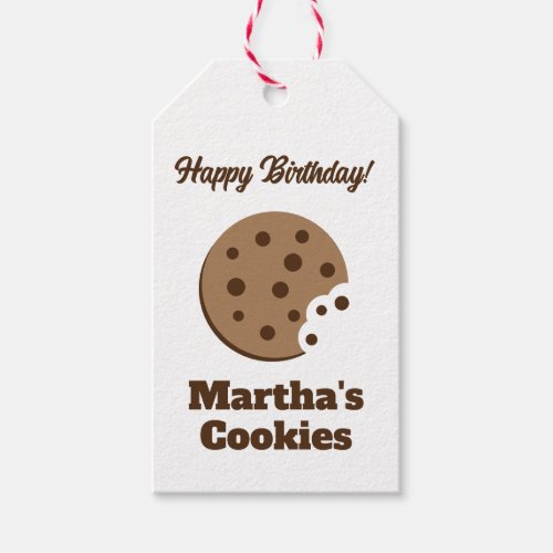 Bitten chocolate chip cookie gift tag for Birthday
