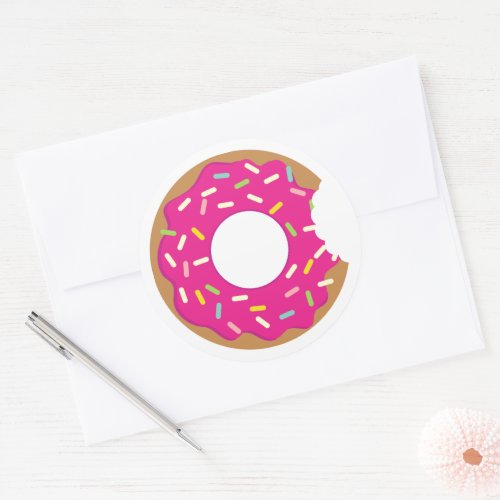 Bitten donut with colored sprinkles stickers