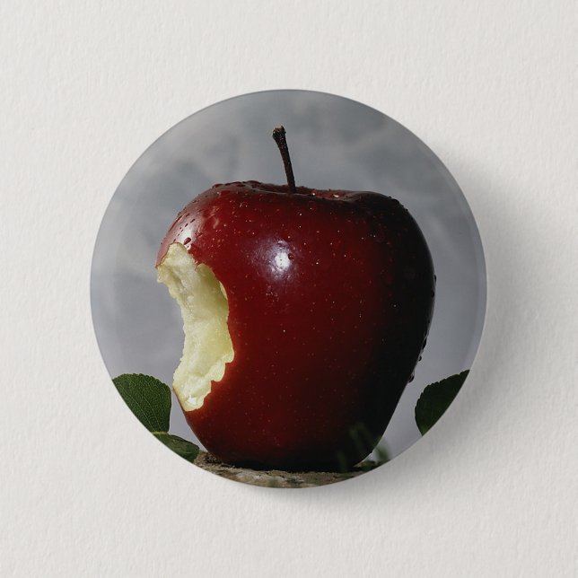 Bitten Red Apple Button (Front)