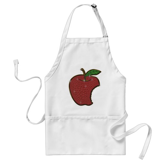 Bitten red apple shinning gemstone effect apron (Front)