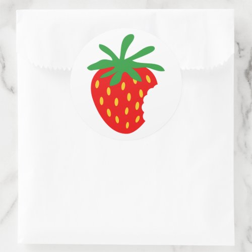 Bitten strawberry fruit stickers and seals