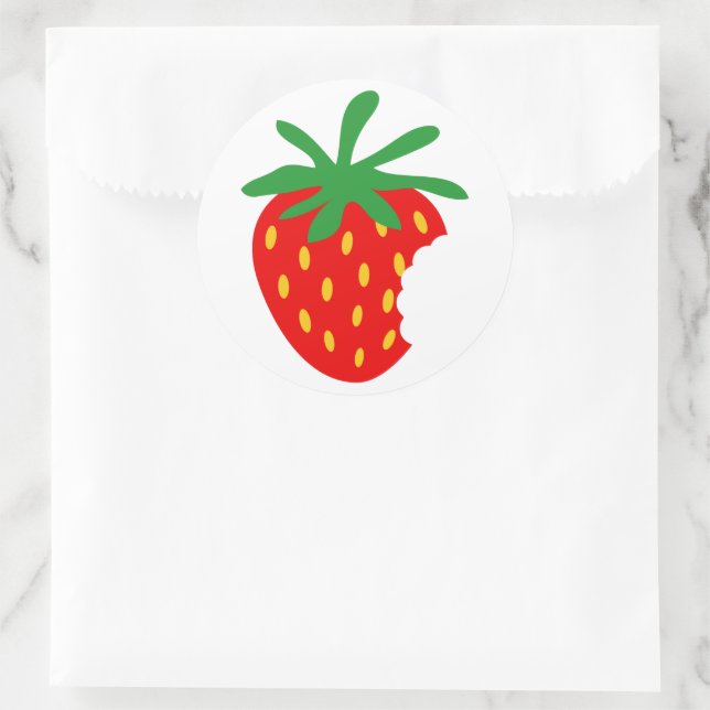 Bitten strawberry fruit stickers and seals (Bag)