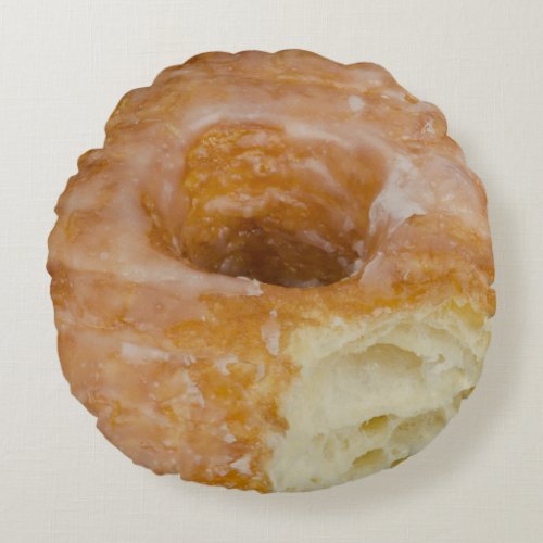 Bitten Sugar_Glazed Doughnut Round Pillow