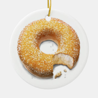 Bitten Sugared Doughnut/Donut Ceramic Ornament
