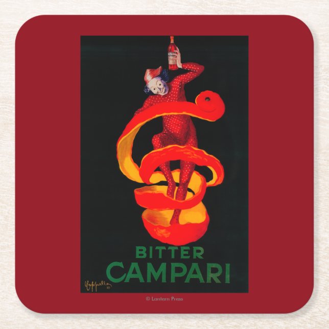 Bitter Campari Vintage PosterEurope Square Paper Coaster (Front)